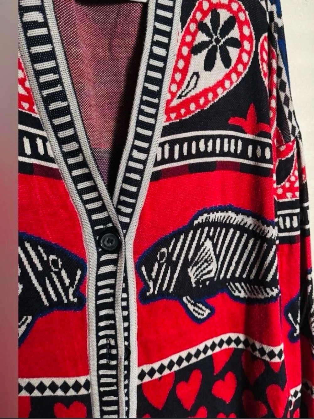 FARM Rio Navy Mixed Print Knit Cardigan Small - Picture 5 of 14